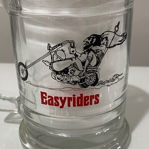 Easyriders Glass Mug with Biker Design Rare Collectible